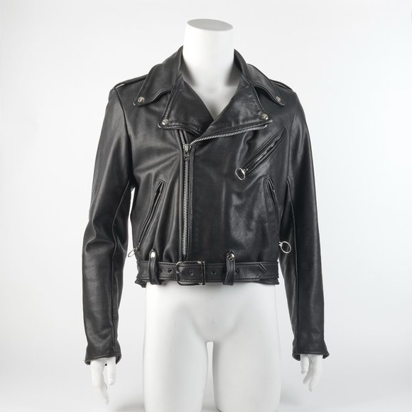 Brooks Black Leather Brando Motorcycle Jacket SIze 40 Made in USA Talon … - Picture 1 of 16